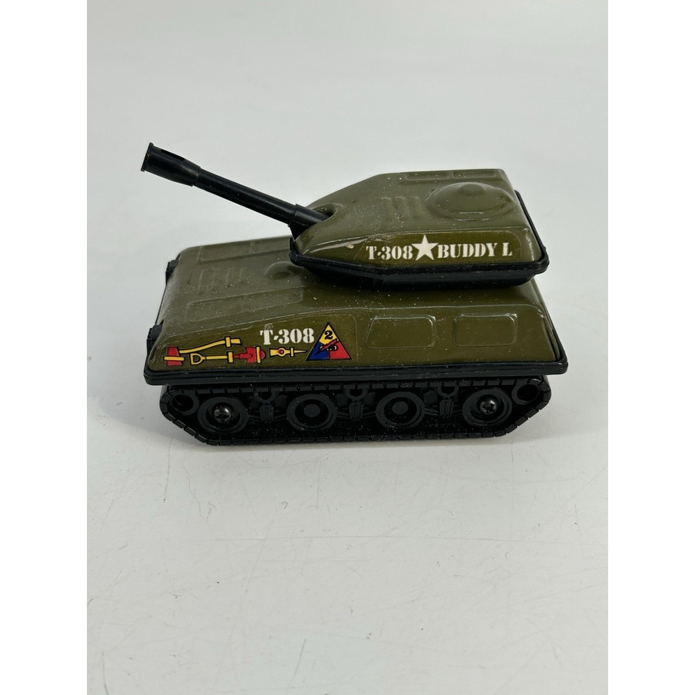 Vintage 1980 Buddy L T-308 Metal Tin Army Toy Tank Made in Japan